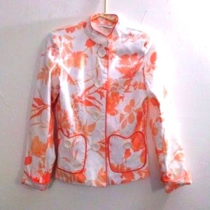 Brownstone Studio Petites Women's a white Floral Print Jacket Size S
